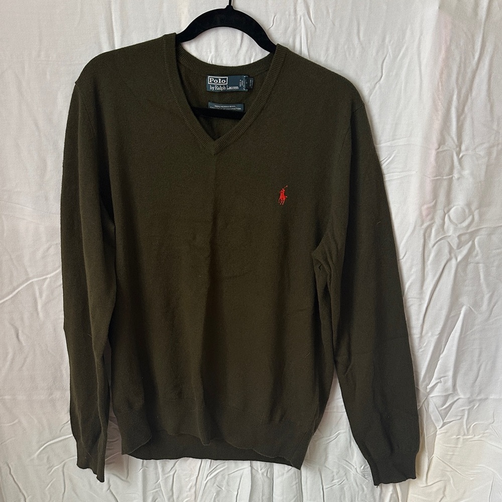 Polo by Ralph Lauren Men's Dark Green V-Neck Sweater